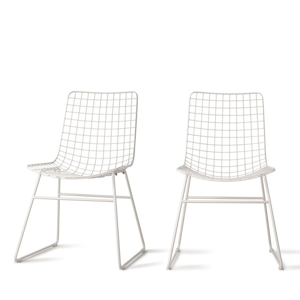 Aslaug - Lot de 2 chaises en métal quadrillé - Couleur - Blanc
