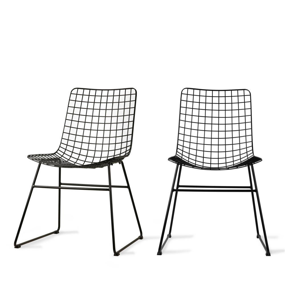 Aslaug - Lot de 2 chaises en métal quadrillé - Couleur - Noir