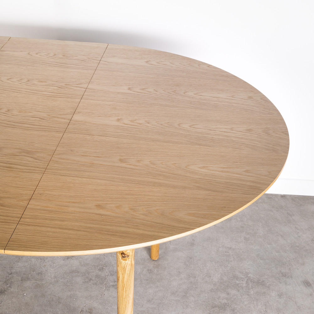 Table à manger ronde extensible 120/160x120x75 cm décor naturel