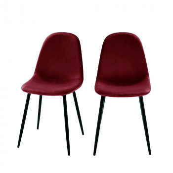 Lot de 2 chaises design en velours pieds noirs Vitikko