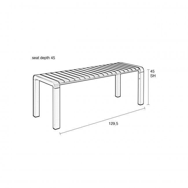Vondel - Banc de jardin en métal 129,5x45cm