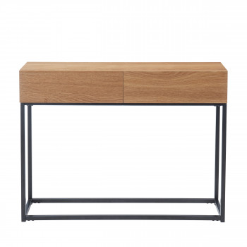Ivica - Console 2 tiroirs en bois et métal