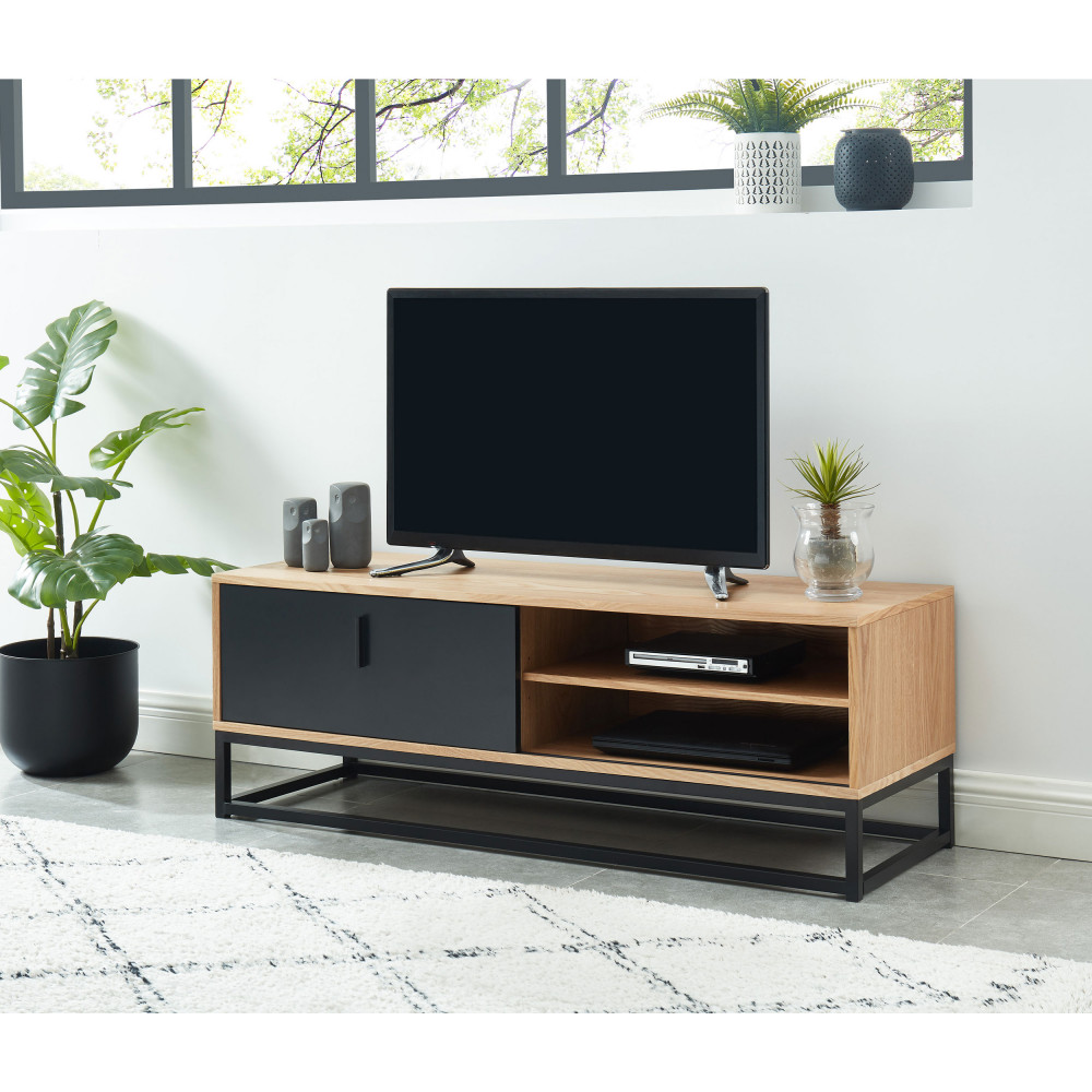 Meuble TV d'angle en bois et métal L120cm - IVICA