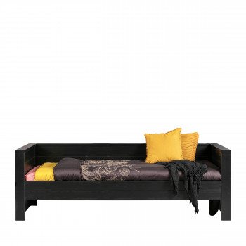 Lit 1 place banquette en bois gris fsc Denis