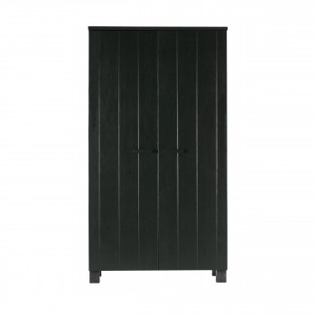 Armoire 2 portes en pin gris clair brossé Lowie