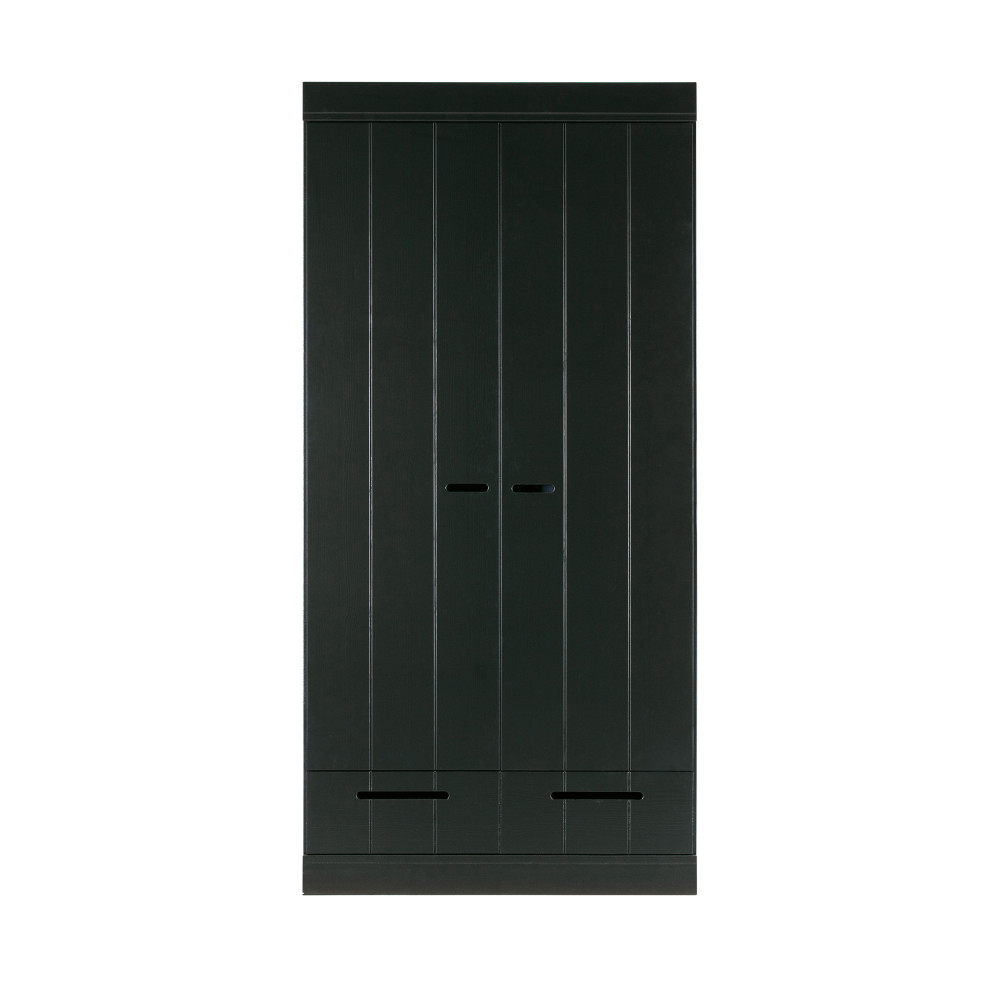 Connect - Armoire en pin 2 portes 2 tiroirs - Couleur - Noir