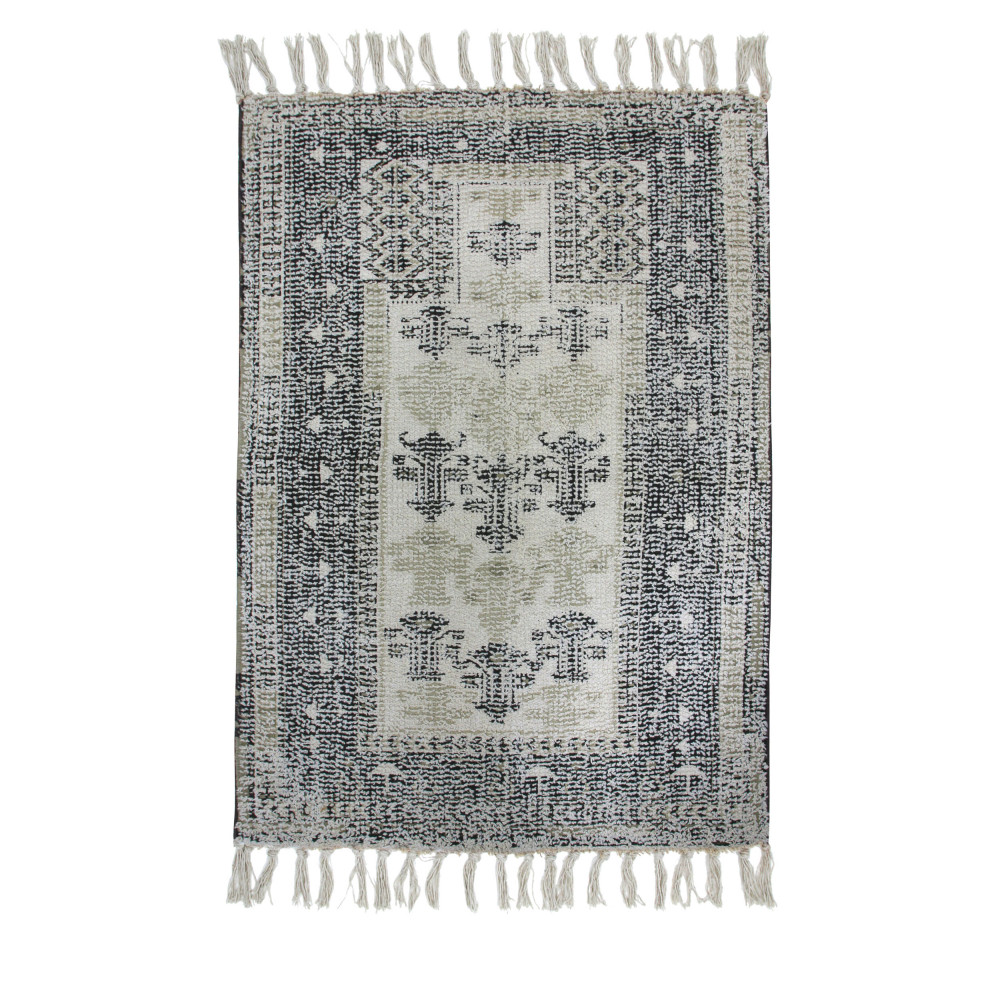 Morige - Tapis de bain d'inspiration orientale en coton - Couleur - Gris, Dimensions - 90x60 cm