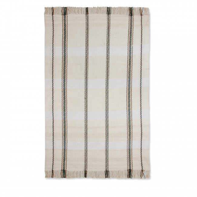 Veele - Tapis écru à rayures d'inspiration orientale