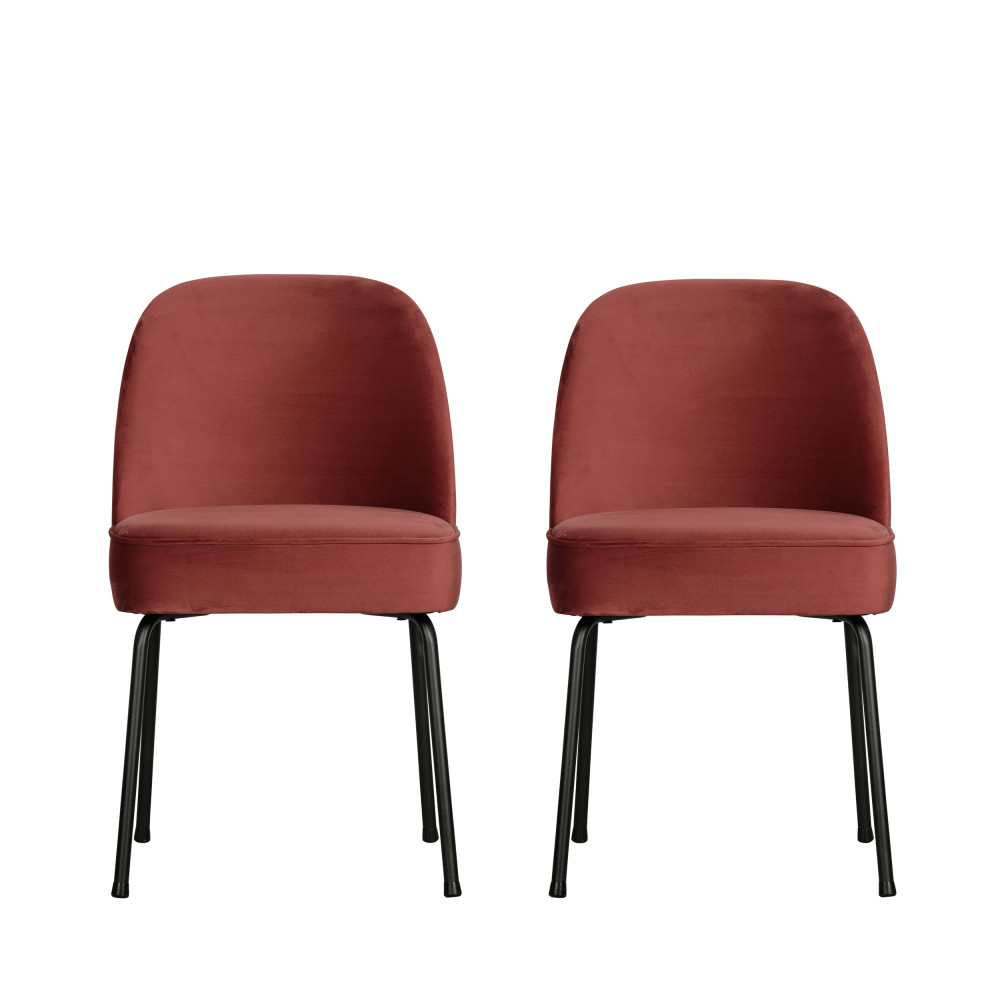 Vogue - Lot de 2 chaises design en velours - Couleur - Grenat