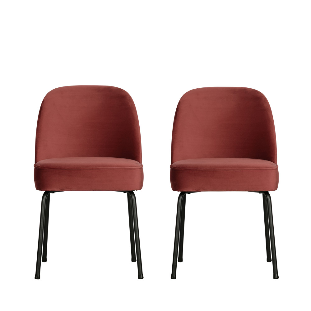 vogue - lot de 2 chaises design en velours - couleur - grenat