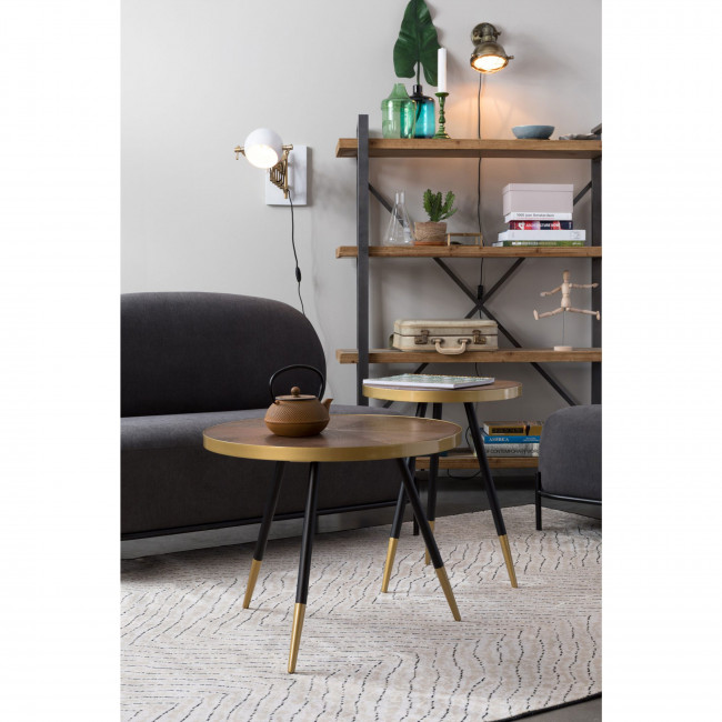 Denise - Table basse ronde en métal et bois ø61cm