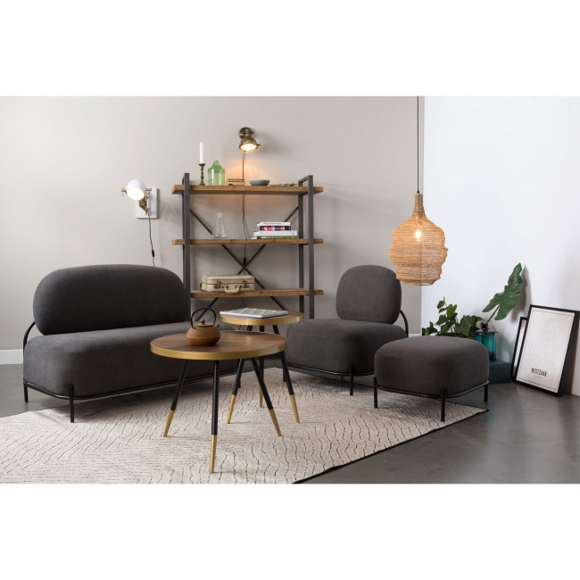 Denise - Table basse ronde en métal et bois ø61cm