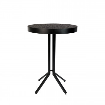 Maze - Table de bar ronde en bois et métal H93cm