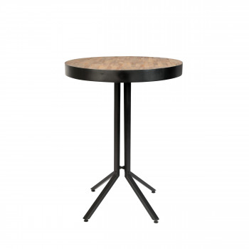 Maze - Table de bar ronde en bois et métal H93cm