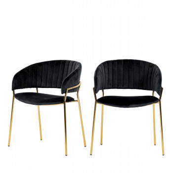 Binford - 2 chaises pieds dorés en métal et velours