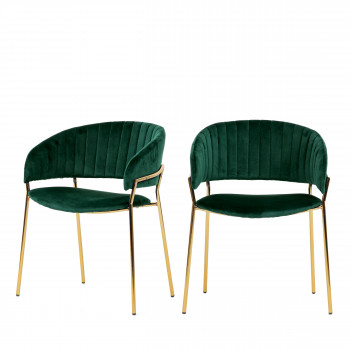 Binford - 2 chaises pieds dorés en métal et velours