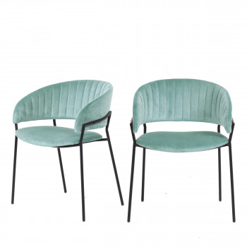 Binford - 2 chaises pieds noirs en métal et velours