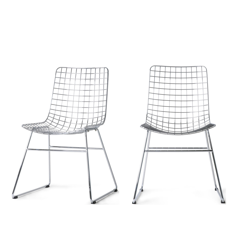Aslaug - Lot de 2 chaises en métal quadrillé - Couleur - Metal