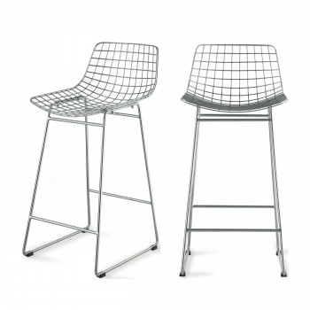 Lot de 2 tabourets en métal quadrillés Aslaug