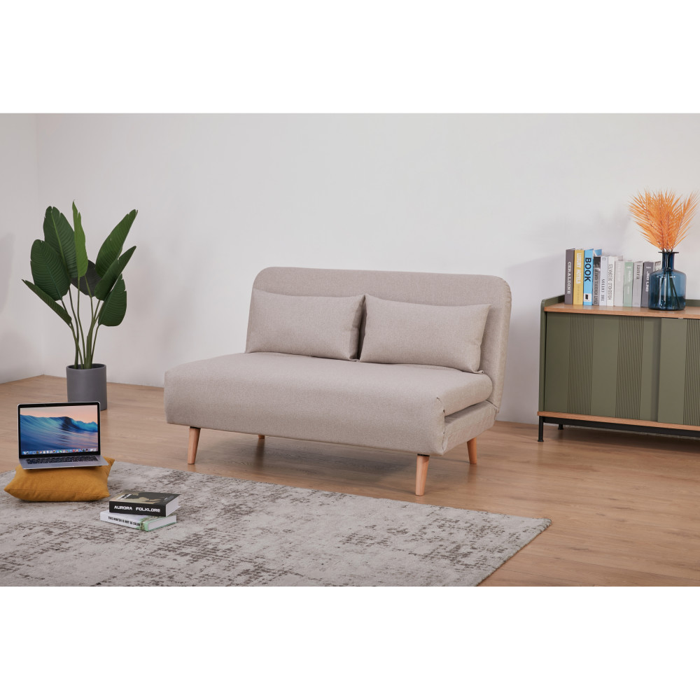Canapé convertible modulable 2 places en tissu feutrine ...