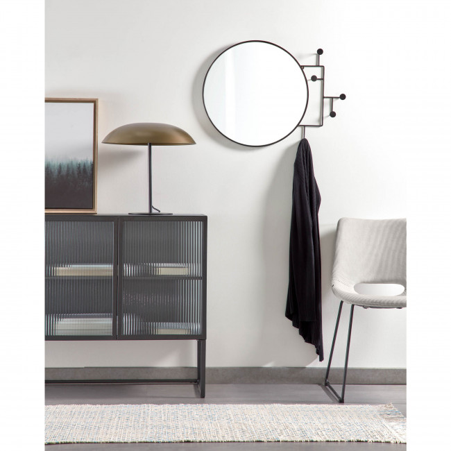 Vianela - Miroir rond avec crochets en métal