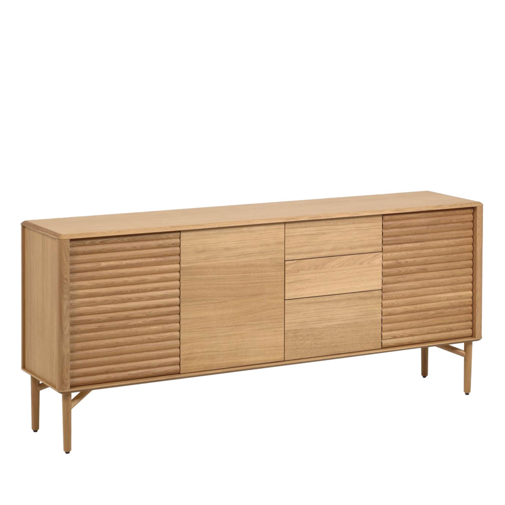 lenon - buffet 3 portes 3 tiroirs en bois l200 cm - couleur - bois clair