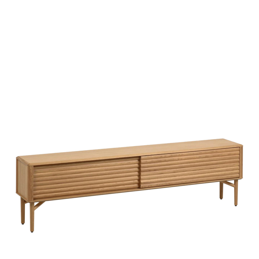 lenon - meuble tv 2 portes coulissantes en bois - couleur - bois clair