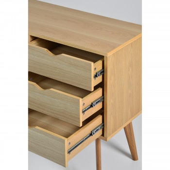 Buffet design 2 portes 3 tiroirs chêne Ström blanc blanc