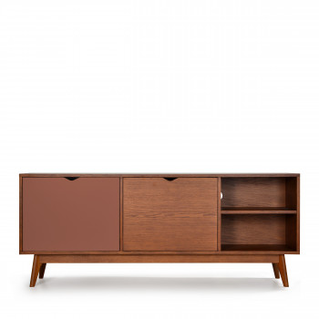 Meuble TV design 2 portes teinté noyer Ström