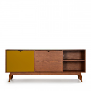Meuble TV design 2 portes teinté noyer Ström