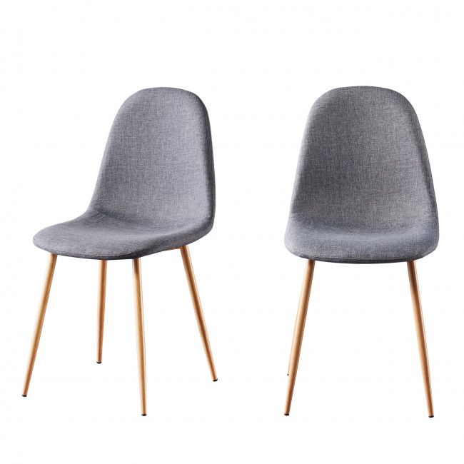 Vitikko - 2 chaises en tissu et pieds effet bois