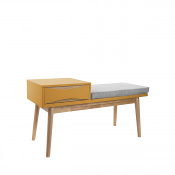 Buoyant - Banc en bois et tissu avec tiroir