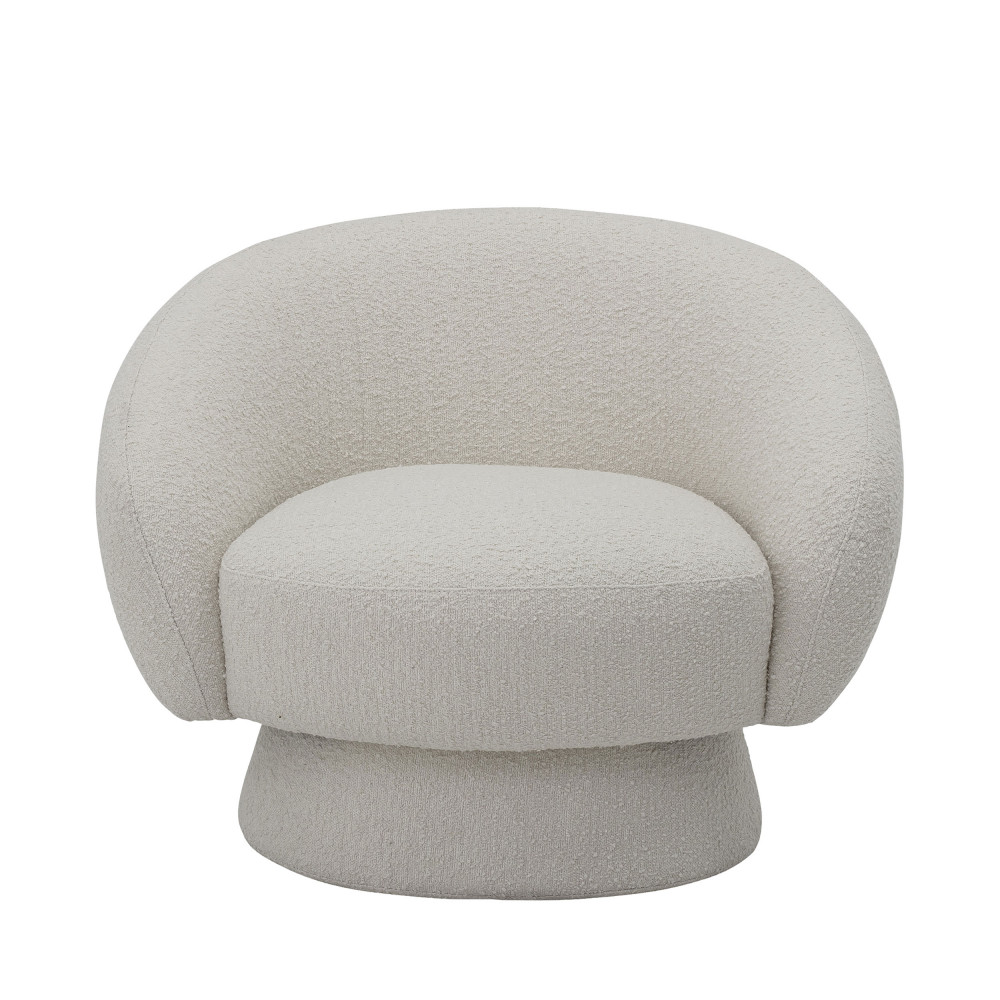 ted - fauteuil lounge en tissu bouclette - couleur - blanc ivoire