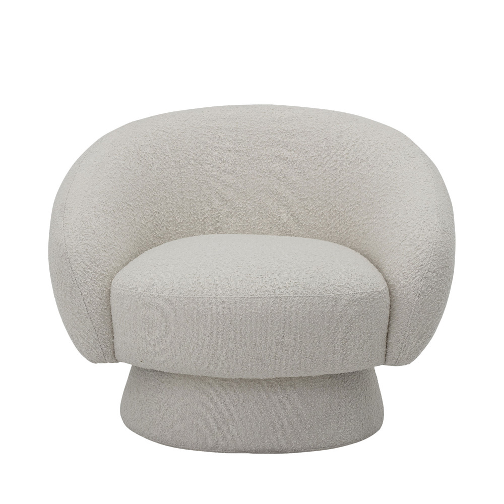 Ted - Fauteuil lounge en tissu bouclette - Couleur - Ivoire