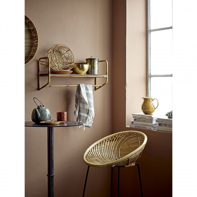 Yonne - Tabouret de bar en métal et rotin 72cm