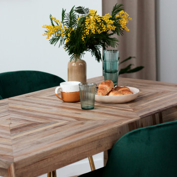 Table à manger en bois d'acacia et métal 160x90cm Kave Home