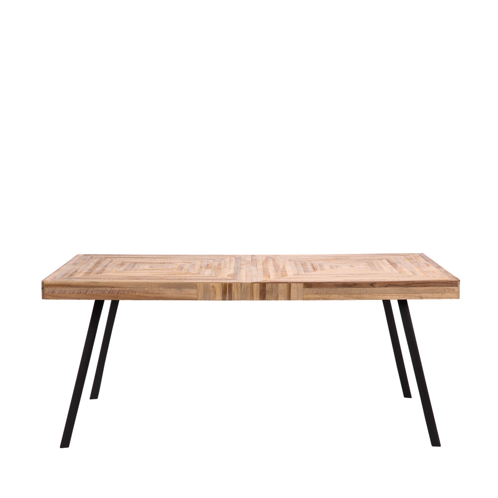 Pamenang - Table à manger en métal et teck recyclé 180x90cm - Couleur - Bois