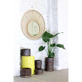 Bakari - Miroir rond en rotin ⌀80 cm