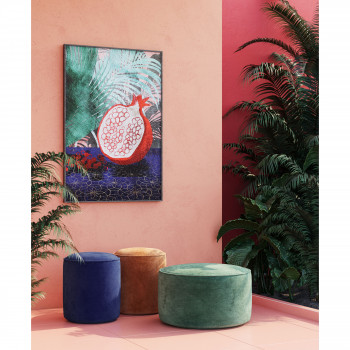 Mucha - Pouf en velours ø55cm