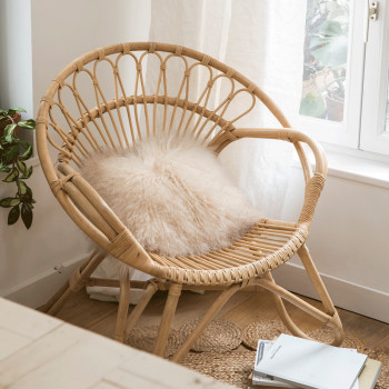 Fauteuil vintage en rotin Milo