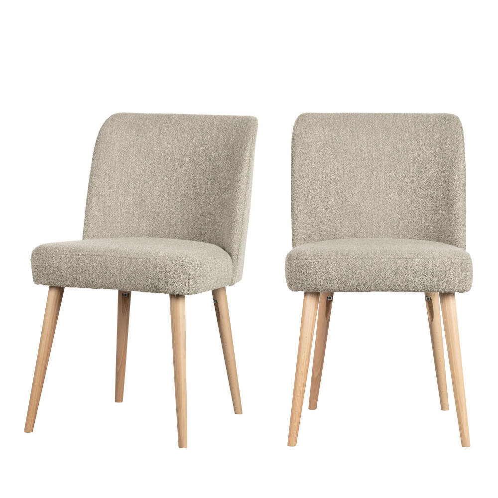 Force - Lot de 2 chaises en tissu bouclé - Couleur - Beige