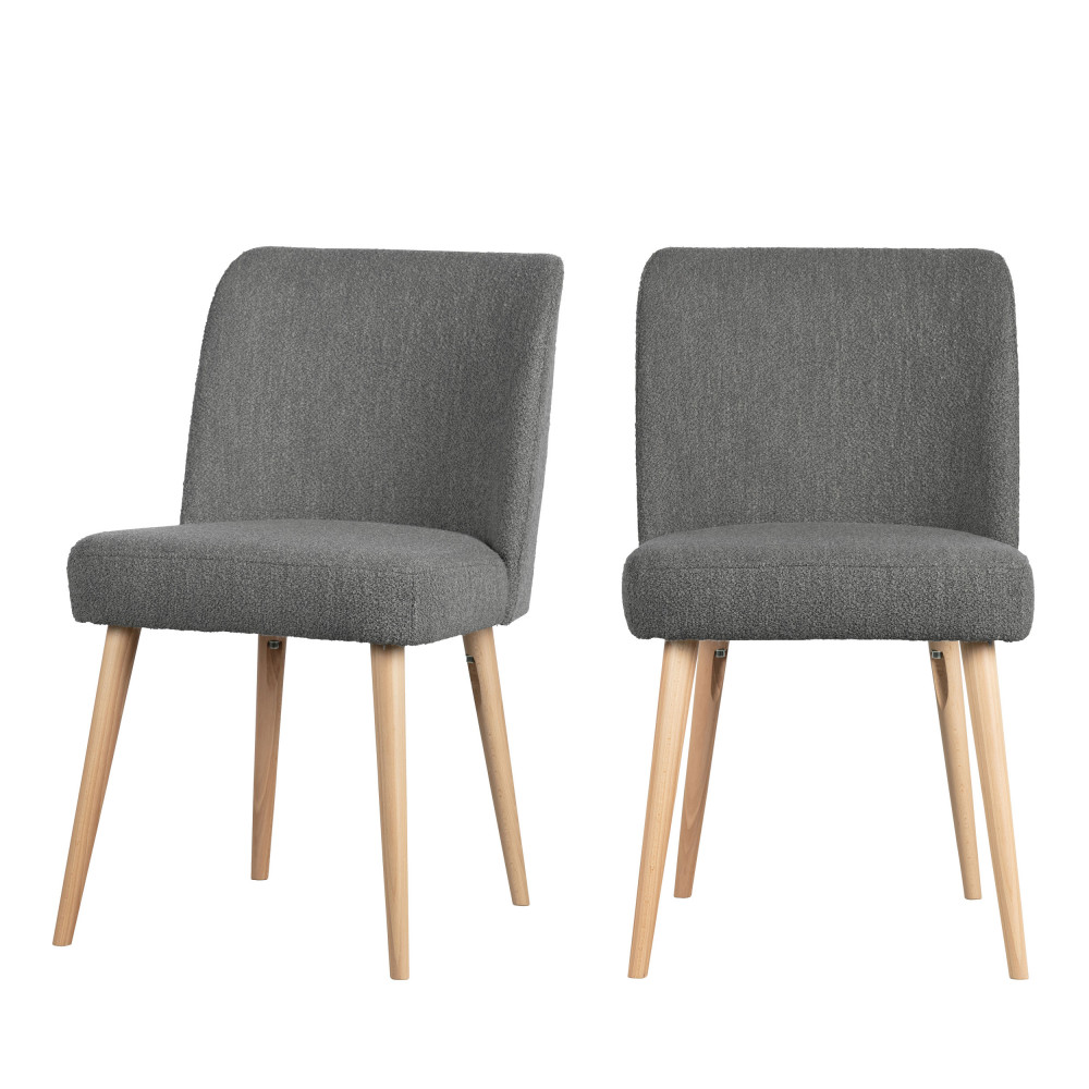 Force - Lot de 2 chaises en tissu bouclé - Couleur - Gris