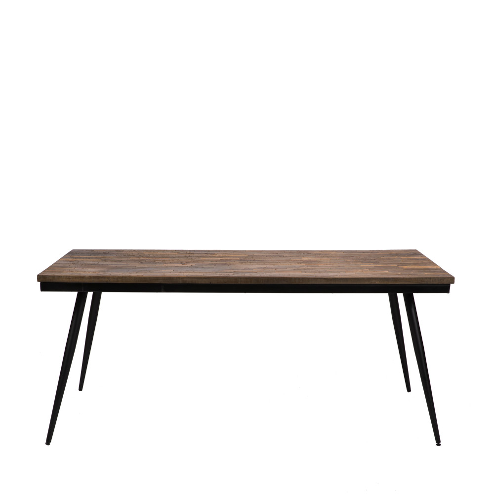 Ranggo - Table à manger en métal et teck recyclé 160x90cm - Couleur - Bois foncé / noir