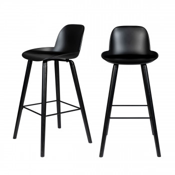 Albert Kuip - 2 tabourets de bar résine et bois pieds noirs 76cm
