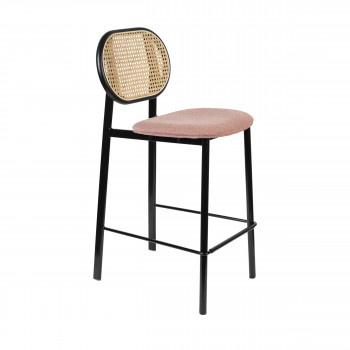 Spike - Tabouret de bar en tissu et cannage 65cm