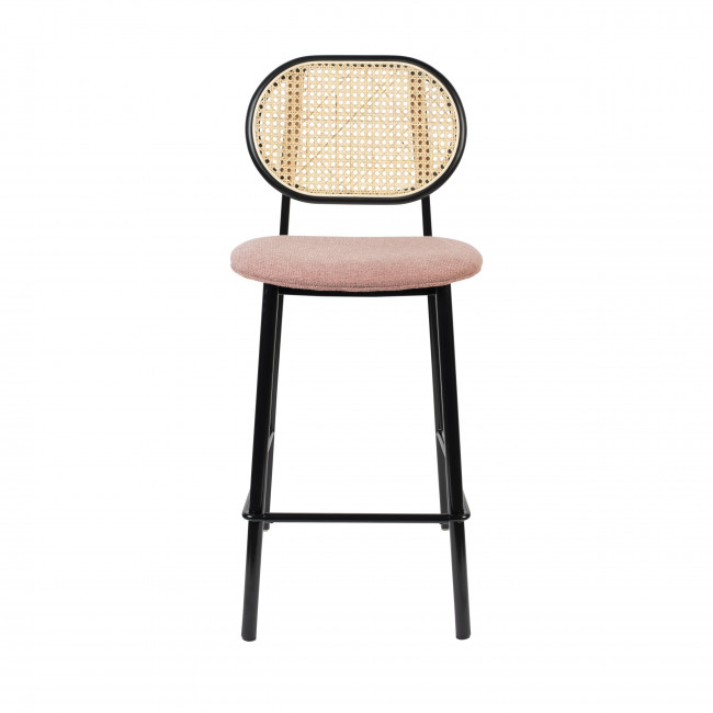 Spike - Tabouret de bar en tissu et cannage 65cm