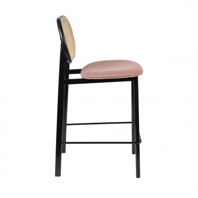 Spike - Tabouret de bar en tissu et cannage 65cm