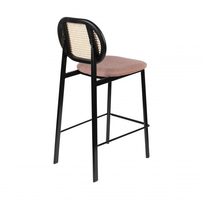 Spike - Tabouret de bar en tissu et cannage 65cm