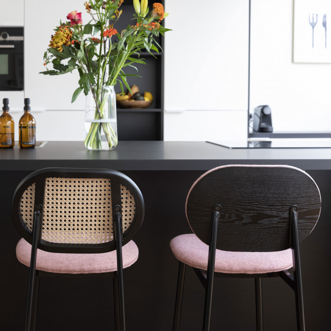 Spike - Tabouret de bar en tissu et cannage 65cm