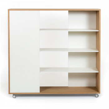 Adala - Étagère à roulettes en bois 150x32cm
